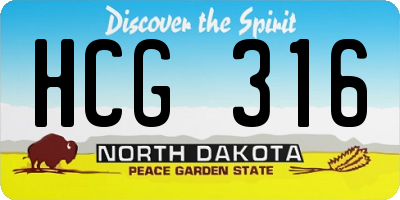 ND license plate HCG316