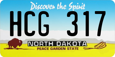 ND license plate HCG317