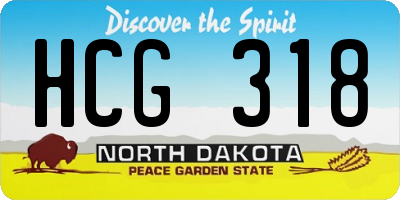 ND license plate HCG318