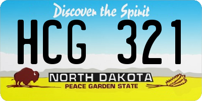 ND license plate HCG321