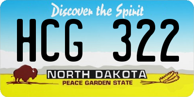 ND license plate HCG322