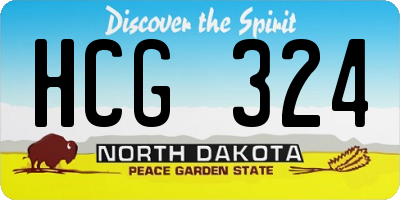 ND license plate HCG324