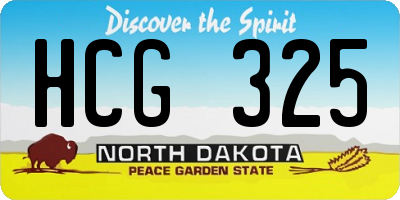 ND license plate HCG325