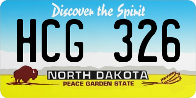 ND license plate HCG326