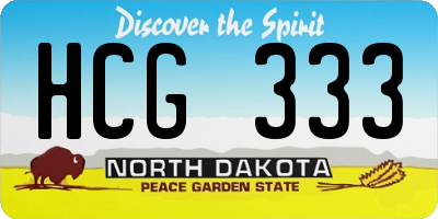 ND license plate HCG333