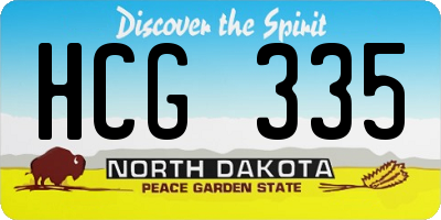 ND license plate HCG335