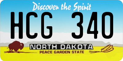 ND license plate HCG340