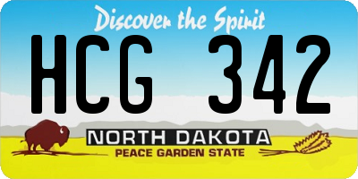 ND license plate HCG342