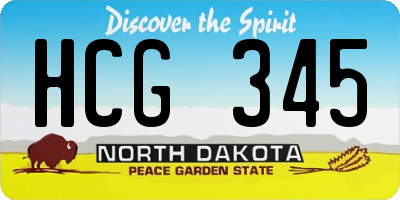 ND license plate HCG345