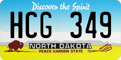 ND license plate HCG349