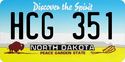 ND license plate HCG351