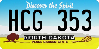 ND license plate HCG353