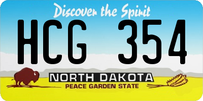 ND license plate HCG354