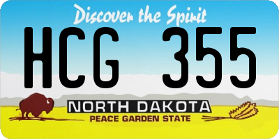 ND license plate HCG355