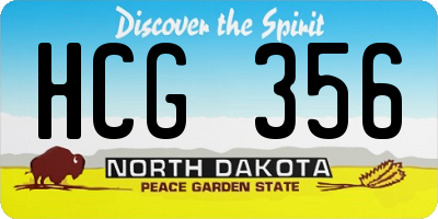 ND license plate HCG356