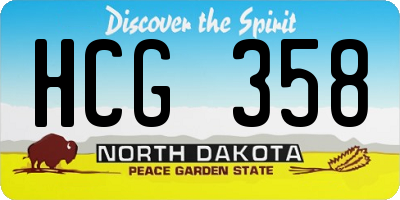 ND license plate HCG358