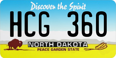 ND license plate HCG360