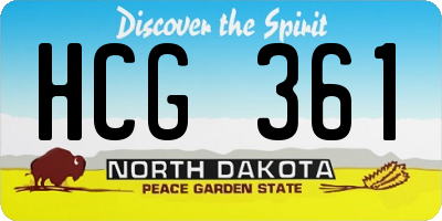 ND license plate HCG361