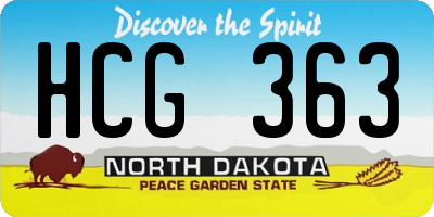 ND license plate HCG363