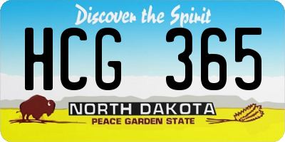 ND license plate HCG365