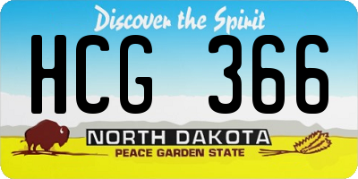 ND license plate HCG366