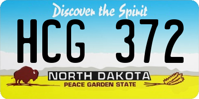 ND license plate HCG372