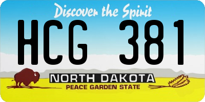 ND license plate HCG381