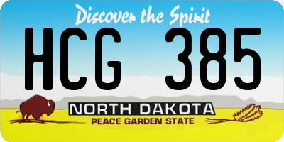 ND license plate HCG385