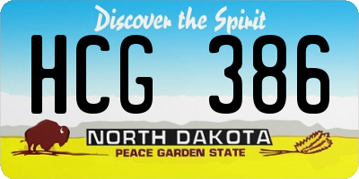 ND license plate HCG386