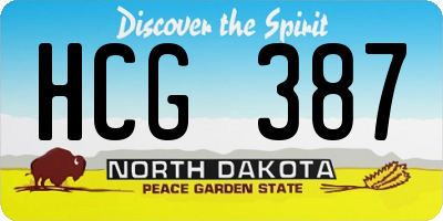 ND license plate HCG387