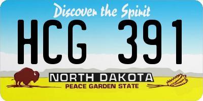 ND license plate HCG391