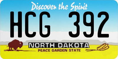 ND license plate HCG392