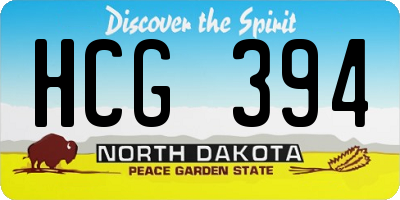 ND license plate HCG394