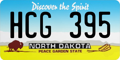 ND license plate HCG395