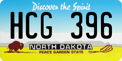 ND license plate HCG396