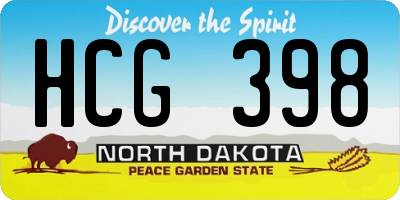 ND license plate HCG398