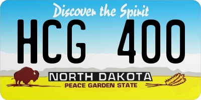 ND license plate HCG400