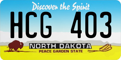 ND license plate HCG403