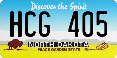 ND license plate HCG405