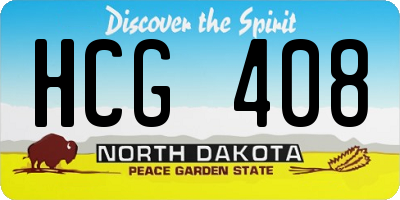 ND license plate HCG408