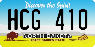 ND license plate HCG410