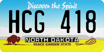 ND license plate HCG418