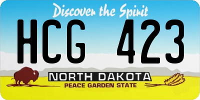 ND license plate HCG423