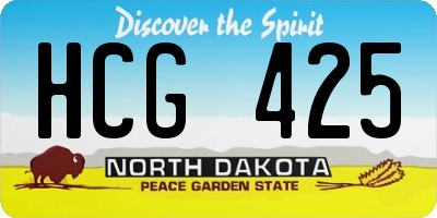 ND license plate HCG425