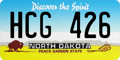 ND license plate HCG426