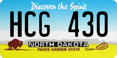 ND license plate HCG430