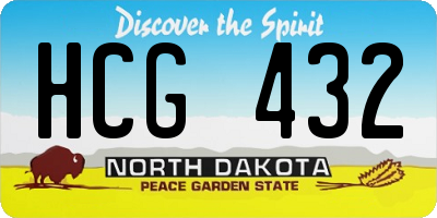 ND license plate HCG432