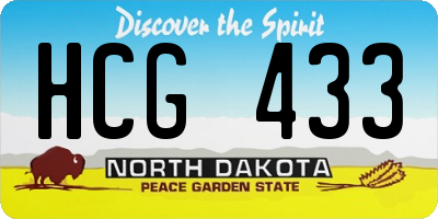 ND license plate HCG433