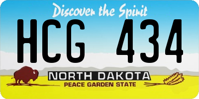 ND license plate HCG434