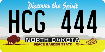 ND license plate HCG444